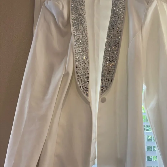 Fashion Nova White Pantsuit w/ Silver (crushed mirror look) XL - Picture 8 of 14